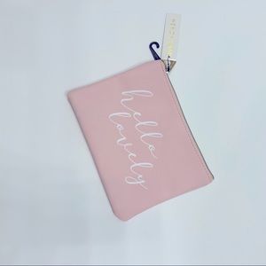 Ruby + Cash Hello Lovely Pink and White with Gold Zipper Cosmetic Bag